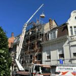 Travaux de toiture d'une maison de rangée